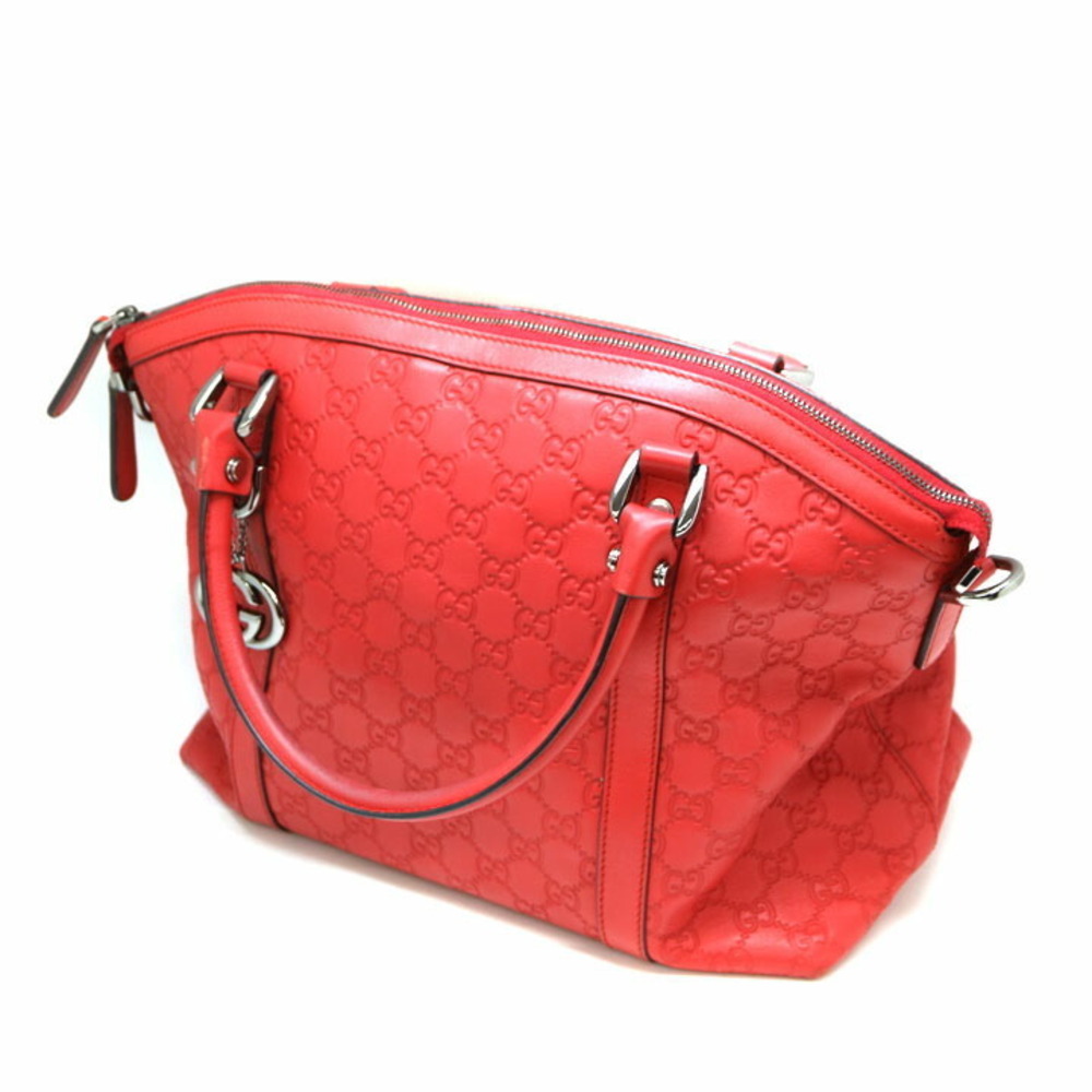GUCCI Bag Handbag Shoulder Leather Red